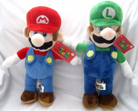 Nintendo Super Mario Brothers Mario + Luigi 14" Plush Combo-Super Mario Brothers-NEW!A