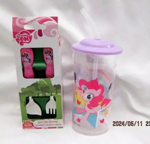 My Little Pony 2 Piece Flatware (Folk and Spoon)&14oz My Little Pony Tumbler Cup