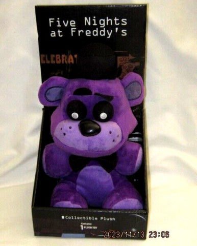 Five Nights at Freddy's FNAF 10" Purple Fazbear with Black Hat Plush in FNAF Box-New!