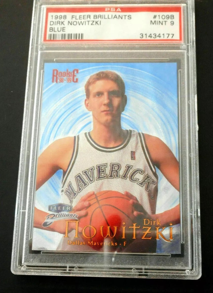 DIRK NOWITZKI 1998-99 FLEER BRILLIANTS BLUE ROOKIE#109 PSA9!MAVERICKS F RC HOF