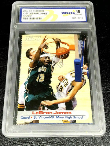 Lebron James RC 2003 Sports Illustrated for Kids Rookie Card Graded GEM WCG10!