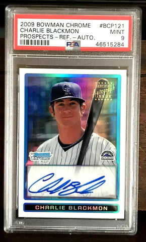 CHARLIE BLACKMON 2009 BOWMAN CHROME DRAFT AUTO REFRACTOR RC#/500 PSA9!Rockies
