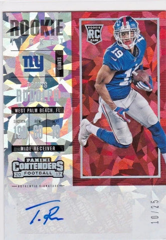 TRAVIS RUDOLPH RC 2017 CONTENDERS CRACKED ICE REFRACTOR ROOKIE TICKET AUTO#10/25