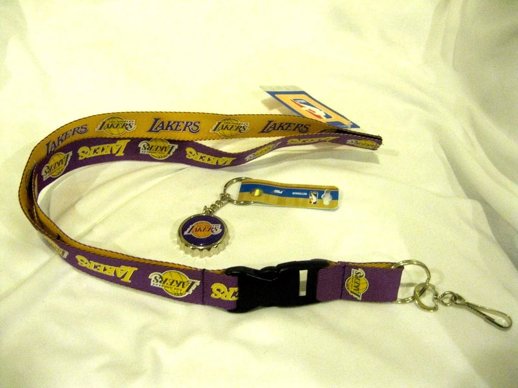 Lakers 2-Tone Officially Licensed NBA Keychain Lanyard+Bottle Opener Keychain-Brand New!