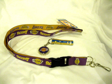 Lakers 2-Tone Officially Licensed NBA Keychain Lanyard+Bottle Opener Keychain-Brand New!