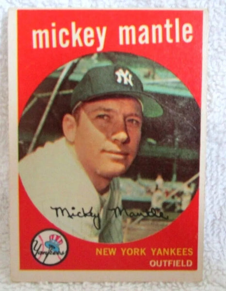 Mickey Mantle 1959 Topps Sitting Pose Card#10 VG Condition!Yankees OF HOF GOAT