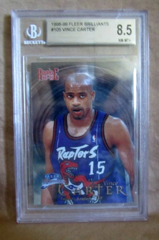 VINCE CARTER RC 1998-99 FLEER BRILLANTS ROOKIE#105 BGS8.5!RAPTORS F RC GOAT HOF