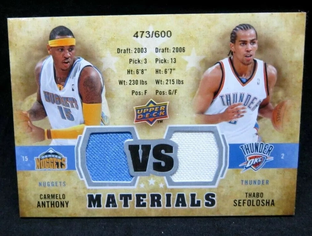 Carmelo Anthony 2009-10 Upper Deck Dual Jerseys Patches#/500!Nuggets G GOAT HOF