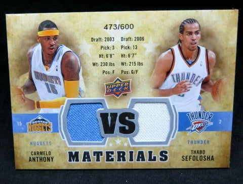 Carmelo Anthony 2009-10 Upper Deck Dual Jerseys Patches#/500!Nuggets G GOAT HOF