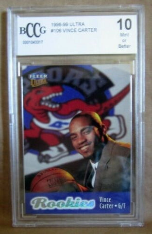 VINCE CARTER RC 1998-99 FLEER ULTRA ROOKIE#106 BCCG10!RAPTORS RC GOAT HOF