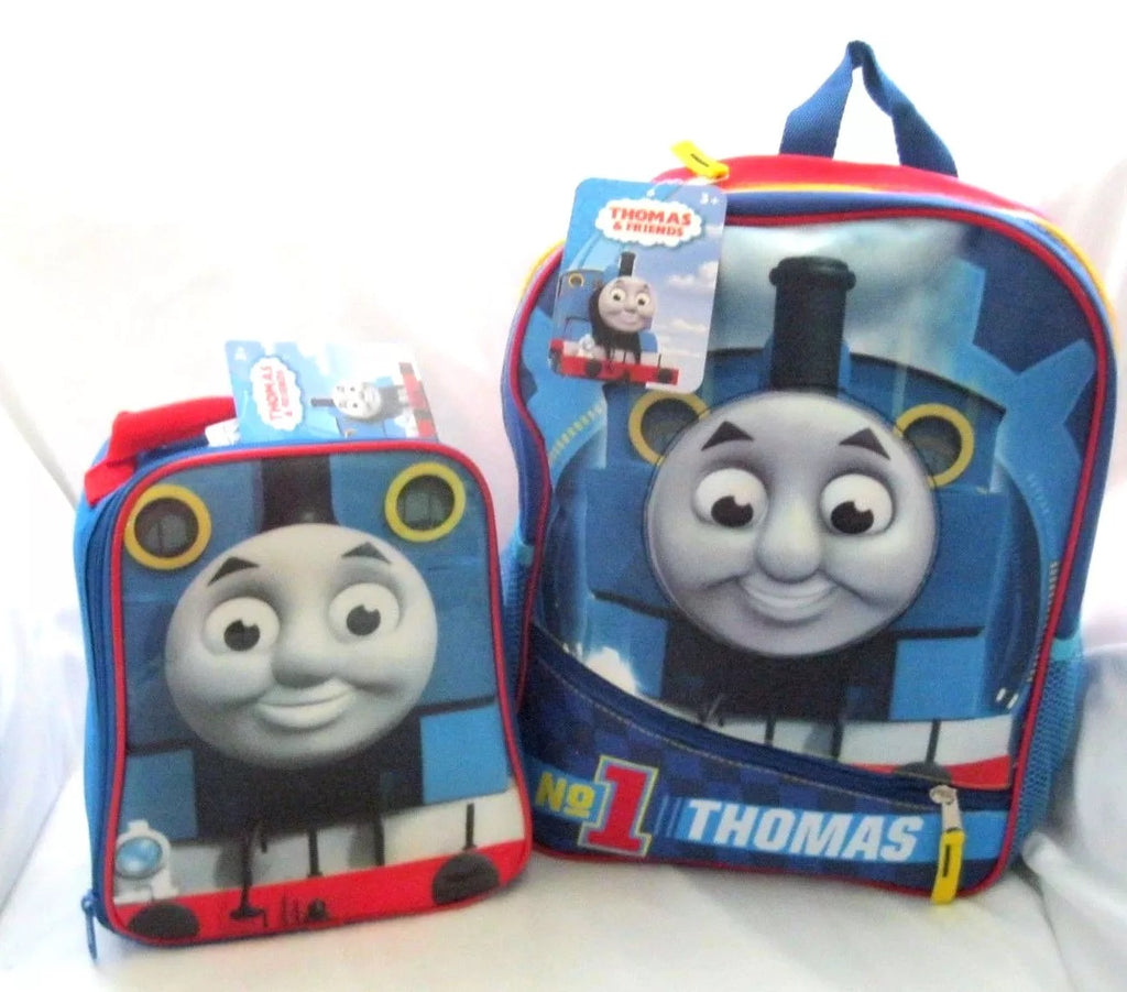 Thomas the Train 14" Face Backpack and matching Thomas Face lunchbox combo-New!