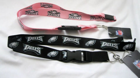 Philadelphia Eagles 2 Keychains Detachable Lanyards Set (Pink&Blackout)-New!