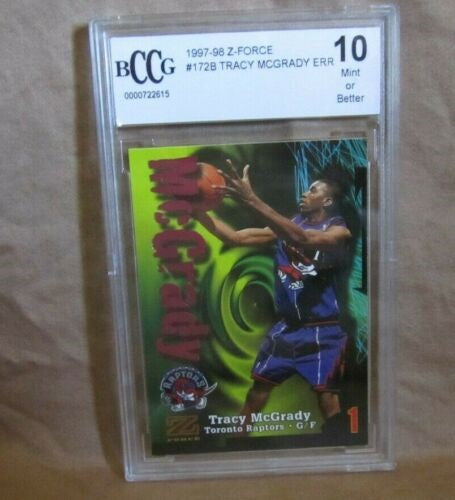 Tracy McGrady RC 1997-98 Z-Force Error Rookie#172B BCCG10!Raptors G RC GOAT-V3