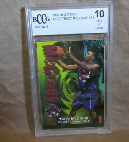 Tracy McGrady RC 1997-98 Z-Force Error Rookie#172B BCCG10!Raptors G RC GOAT-V3