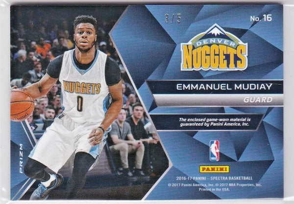 EMMANUEL MUDIAY 2016-2017 PANINI SPECTRA GREEN REFRACTOR 3CLR PATCH#3/5!NUGGETS