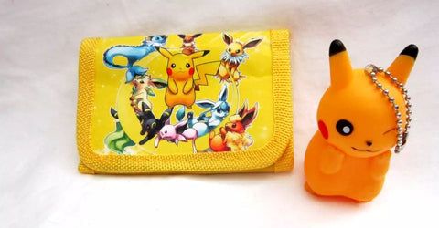 Pokemon Pikachu and Friends Tack Wallet&3" H Plastic Standing Pikachu Backpack Keychain Combo -Brand New without Tags!AR3S