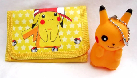 Unisex Kid's Adult Pokemon Pikachu with Baseball Cap Tack Wallet&3" H Plastic Pokemon Standing Pikachu Backpack Clip/Keychain-Brand New with Tags! AR3S