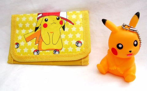 Unisex Kid's Adult Pokemon Pikachu with Baseball Cap Tack Wallet&3" H Plastic Pokemon Sitting Pikachu Backpack Clip/Keychain-Brand New with Tags! AR3S