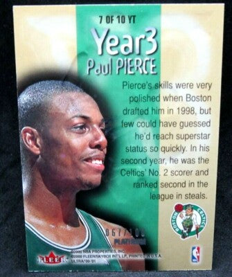 Paul Pierce 2000-01 Fleer Ultra Year3 Embossed REF Platinum#67/100!Celtics F