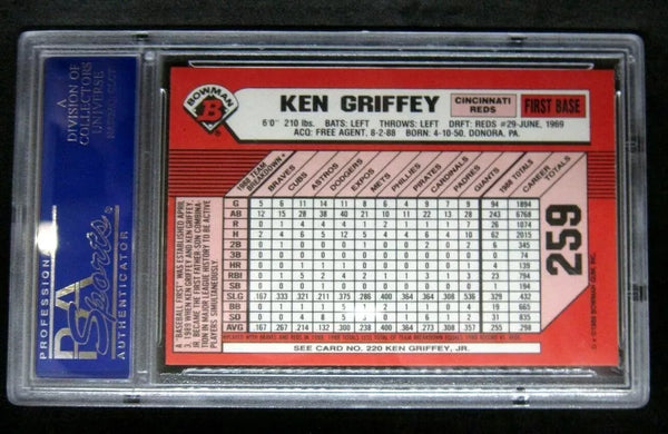 KEN GRIFFEY JR. RC 1989 BOWMAN TIFFANY ROOKIE CARD#259 PSA9!MARINERS CF RC GOAT