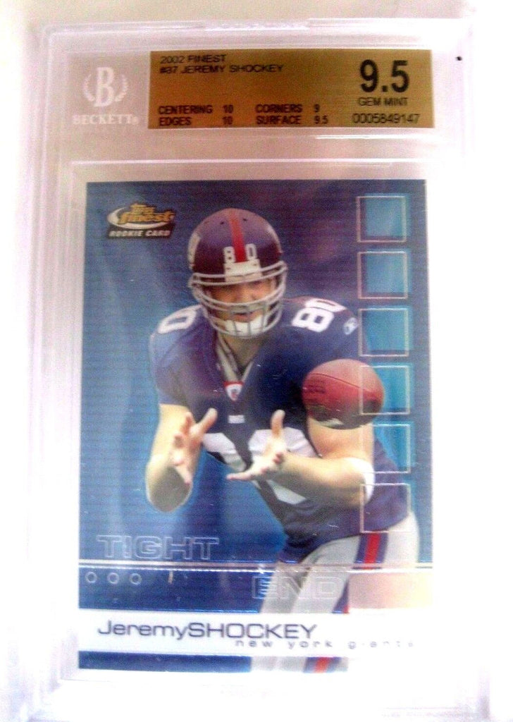 Jeremy Shockey RC 2002 Topps Finest Rookie#87 Graded GEM MT BGS9.5!Giants TE RC