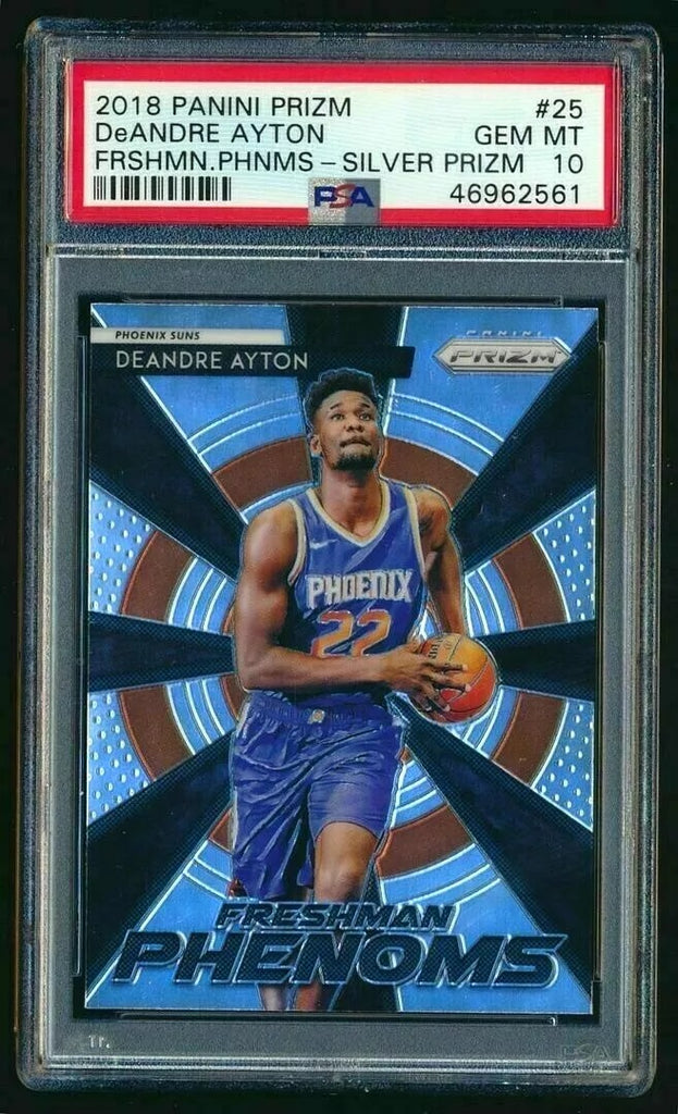 DEANDRE AYTON RC 2018 PANINI PRIZM FRESHMAN PHENOMS REFRACTOR PSA10!SUNS F/C RC