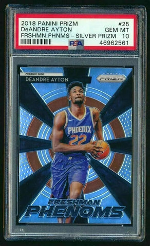 DEANDRE AYTON RC 2018 PANINI PRIZM FRESHMAN PHENOMS REFRACTOR PSA10!SUNS F/C RC
