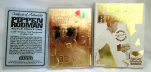 SCOTTIE PIPPEN/DENNIS RODMAN 1996 BLEACHERS 23KT GOLD SCULPTURED CARD!BULLS F