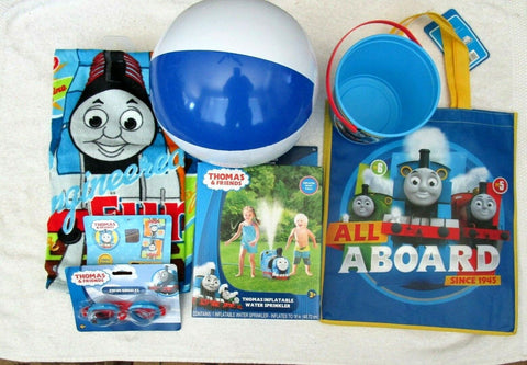 Unisex Thomas the Train Beach Ball,Towel,goggles,sprinker toy,sand bucket&Bag