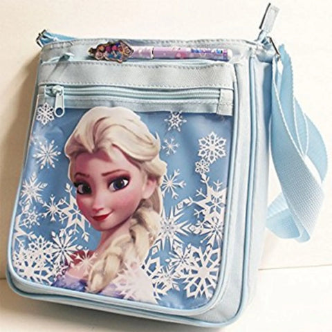 Large Disney Frozen Elsa Blue Shoulder Purse Bag/Messenger Bag with Pen-New!