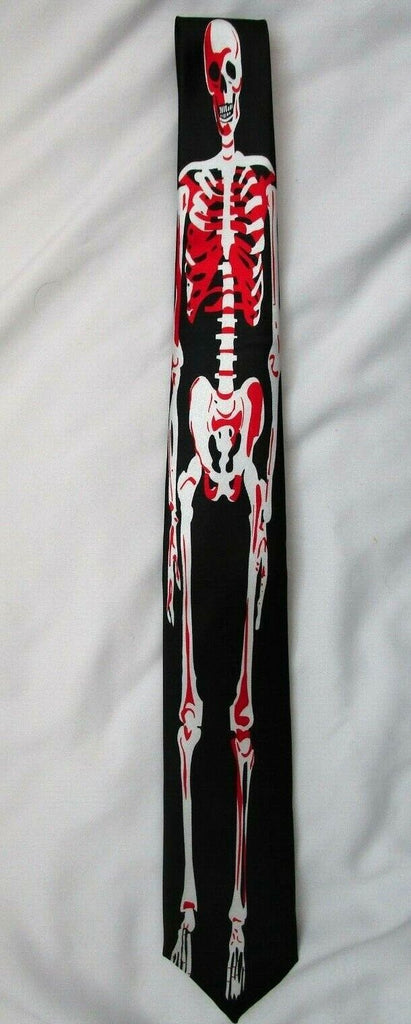 Unisex Black with Bloody White Full Scale Skeleton 2" Neck tie-Brand New!