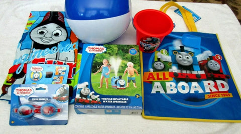 Unisex Thomas the Train Beach Ball,Towel,goggles,sprinker toy,Bag,&sand Bucket