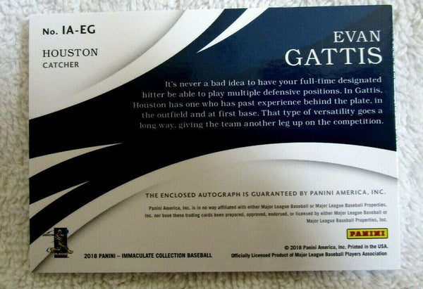 Evan Gattis RC 2018 Panini Immaculate Collection ROOKIE Auto SP#7/25!Astros C RC