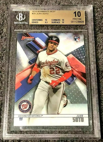 JUAN SOTO RC 2018 BOWMAN'S BEST ROOKIE CARD#29 PRISTINE BGS10!NATIONALS OF RC