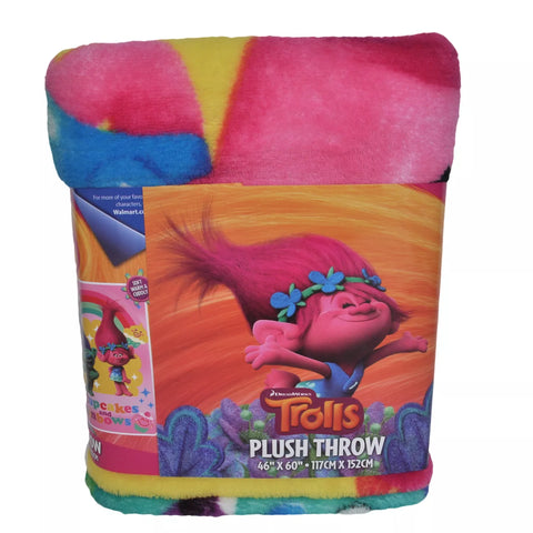 DreamWorks Trolls Poppy+Branch Cupcakes&Rainbows 46" x 60" Micro Raschel Throw