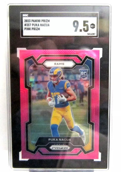 Puka Nacua RC 2023 Panini Prizm Pink Prizm Rookie SGC9.5!Rams WR RC Star--A