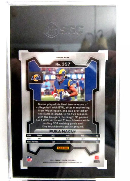 Puka Nacua RC 2023 Panini Prizm Pink Prizm Rookie SGC9.5!Rams WR RC Star--A