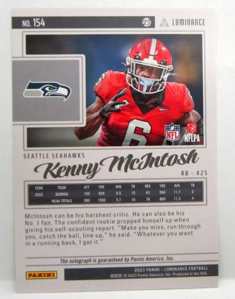 Kenny McIntosh 2023 Luminance Dragon Scale SSP REFRACTOR Prizm Rookie Auto#1/25!Seahawks RB RC--A