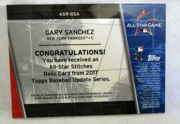 GARY SANCHEZ 2017 TOPPS ALLSTAR STITCHES RELIC GU PATCH GOLD#12/50 ROOKIE-YANKEE