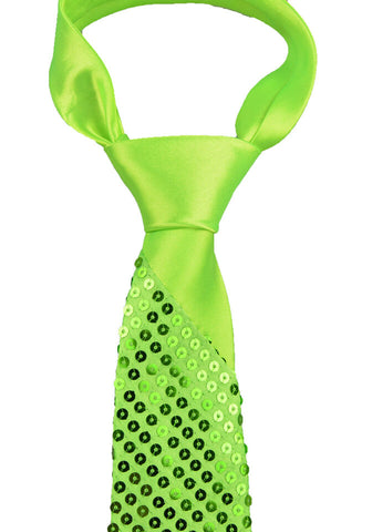 Unisex Neon Lime Green 56" Long x 3" Wide Sequin Neck Tie-Brand New in Factory Sleeve!