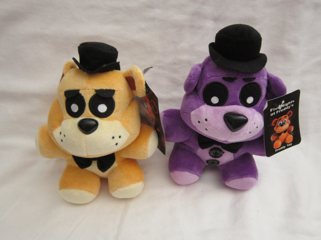 Five Nights at Freddy's 7.5" Golden Fazbear and Shadow Fazbear with Embroirdery Eyes Plush Animals Combo--NEW with Tags!