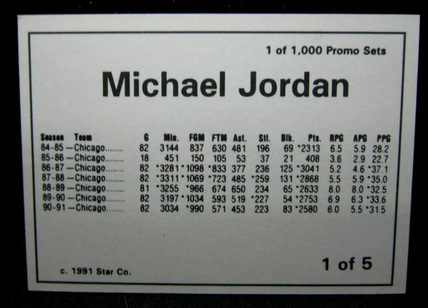 MICHAEL JORDAN 1991 STAR CO. GOLD VARIANT PARALLEL#1/1000 CARD#1!BULLS GOAT HOF