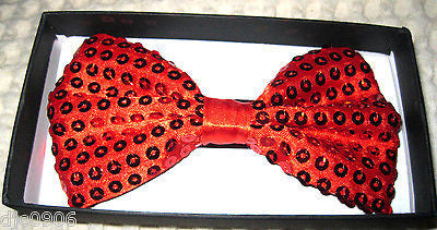 Unisex BG RED Sequin Tuxedo Classic BowTie Neckwear Adjustable Bow Tie-New