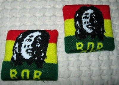 RASTA Red/Yellow/Green Stripes Bob Marley Wristbands Sweatbands PAIR-Brand New