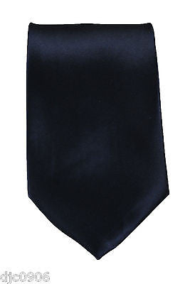 Unisex Dark Black Silk Feel Neck tie 56" L x 3" W-Black NeckTie-Black Tie-New