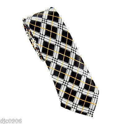 Unisex  White and Black Checkered Checkers Diamonds Neck Tie 56" L x 2" W-New