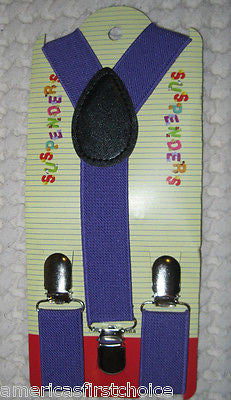 BOYS GIRLS KIDS CLIP-ON Y-Back Elastic Suspenders 1.5CM WIDTH Set of 10 all clrs