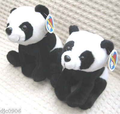 Panda Bear 7.6" and Cub Panda Bear  6" Set by Lonely Toys-Two Panda Bear Set-New