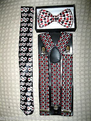 Poker Player Cards Adjustable Bow Tie,Poker Neck Tie, and Poker Wallet-New