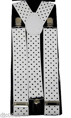 WHITE WITH GOLD,SILVER,&BLACK MUSIC NOTES Adjustable Y-Style Back suspenders-New